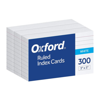Oxford Ruled Index Cards, 3" x 5", White, Lined Index Flashcards